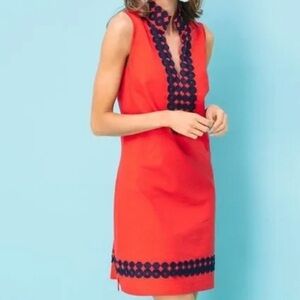 Sail to Sable Red Dress with Navy Accents